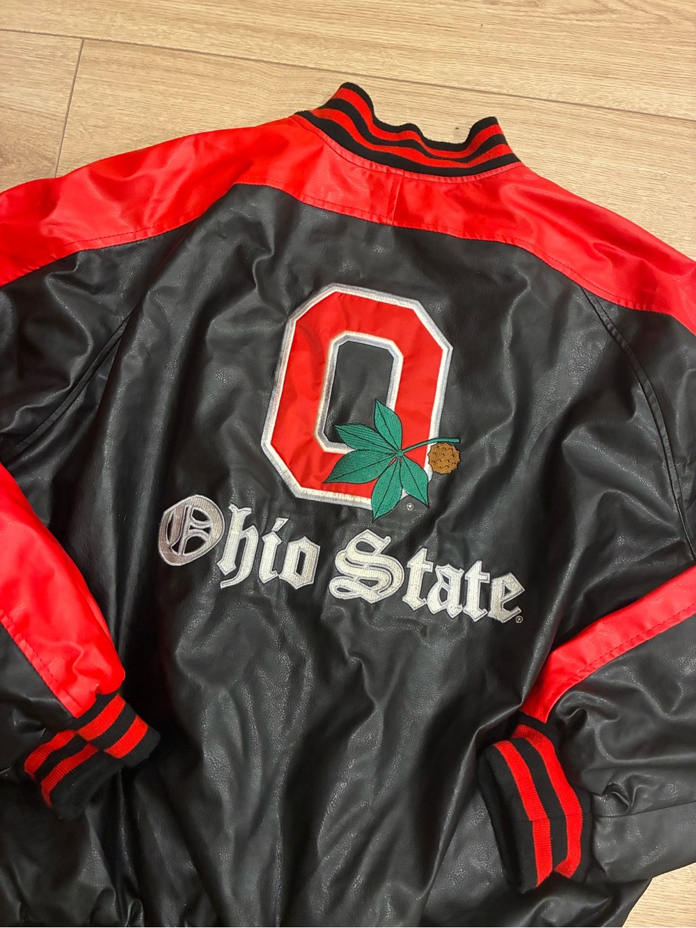 Steve & Barry’s Ohio State Buckeyes Faux Leather Varsity Jacket Size L